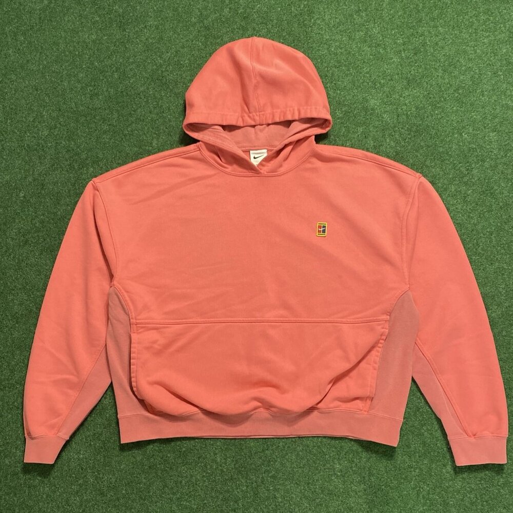 Women’s Nike Tennis Hoodie Large Coral Oversized Cropped Dri-Fit Court Heritage